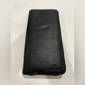 Samsonite black leather passport, travel trip ticket  holder